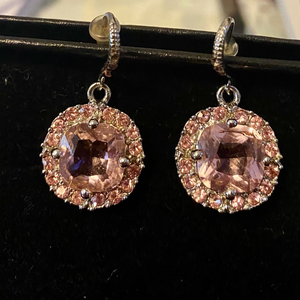 Pink Gemstone & Silver Stud Earrings